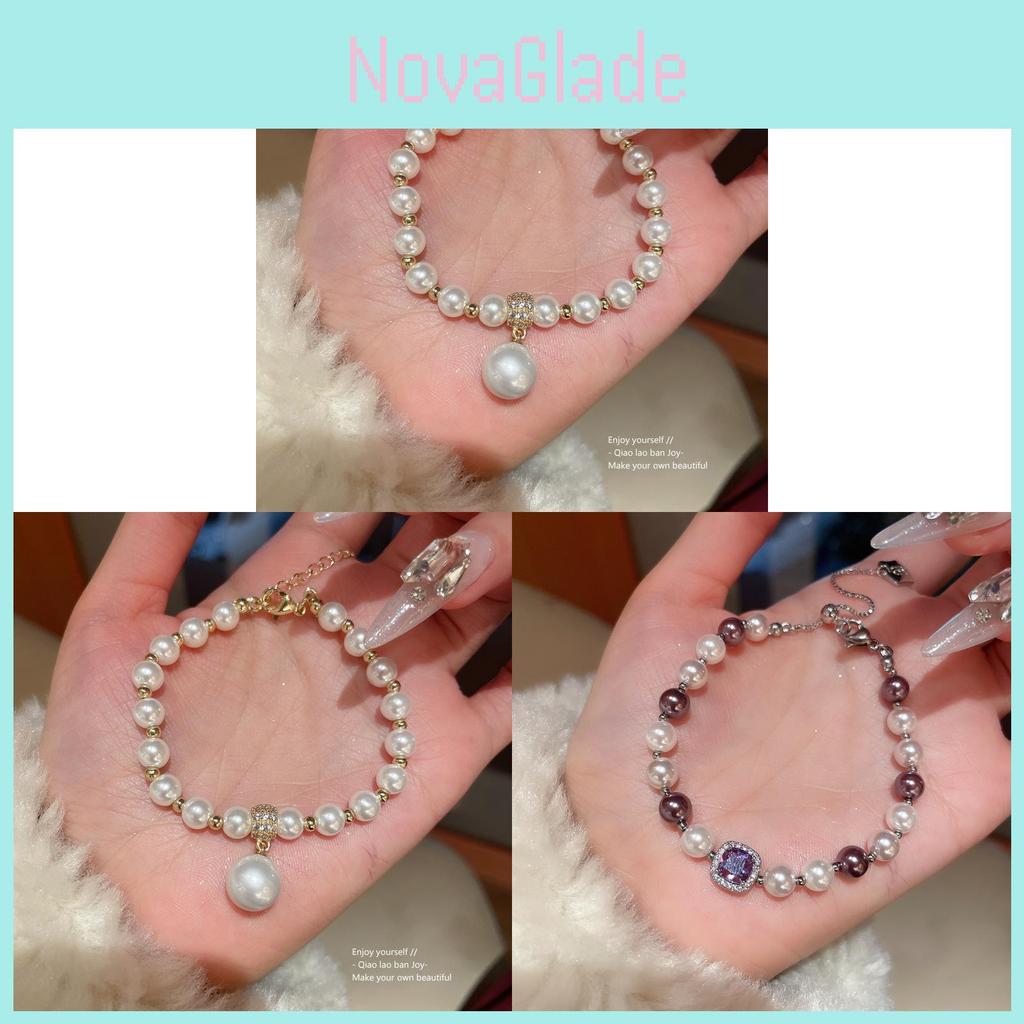 Französisches Vintage Zirkon Quadrat Perlenarmband im geometrischen Stil für Damen Geschenk