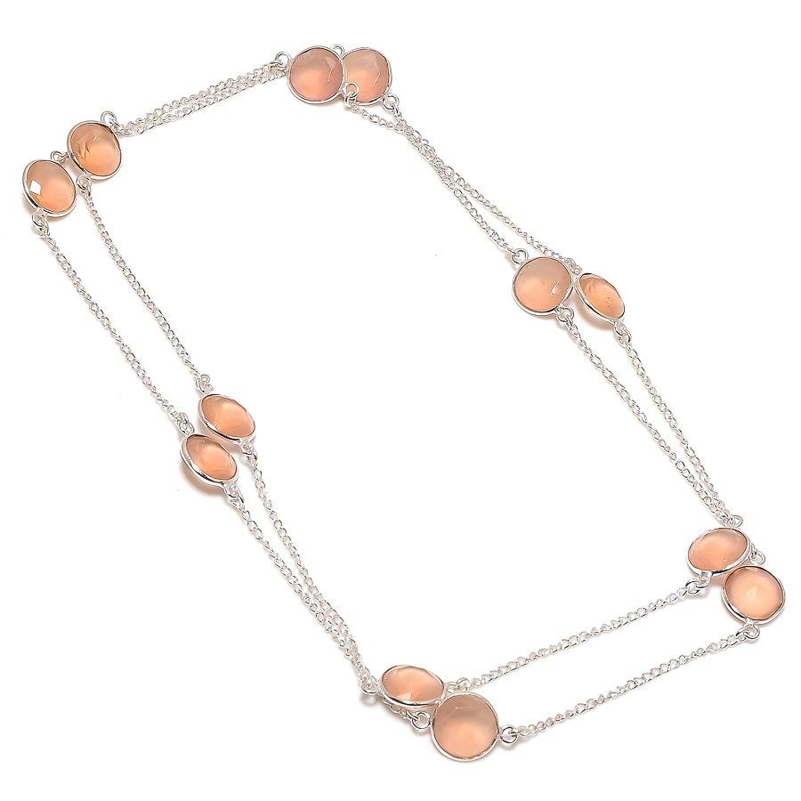 Natural Morganite Gemstone 925 Sterling Silver Jewelry Necklace 18" n9v55