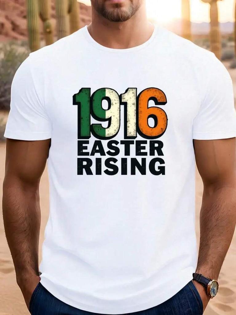 Unisex's Short-Sleeved T-Shirt Featuring The Irish Flag And Commemorating The 1916 Easter Rising