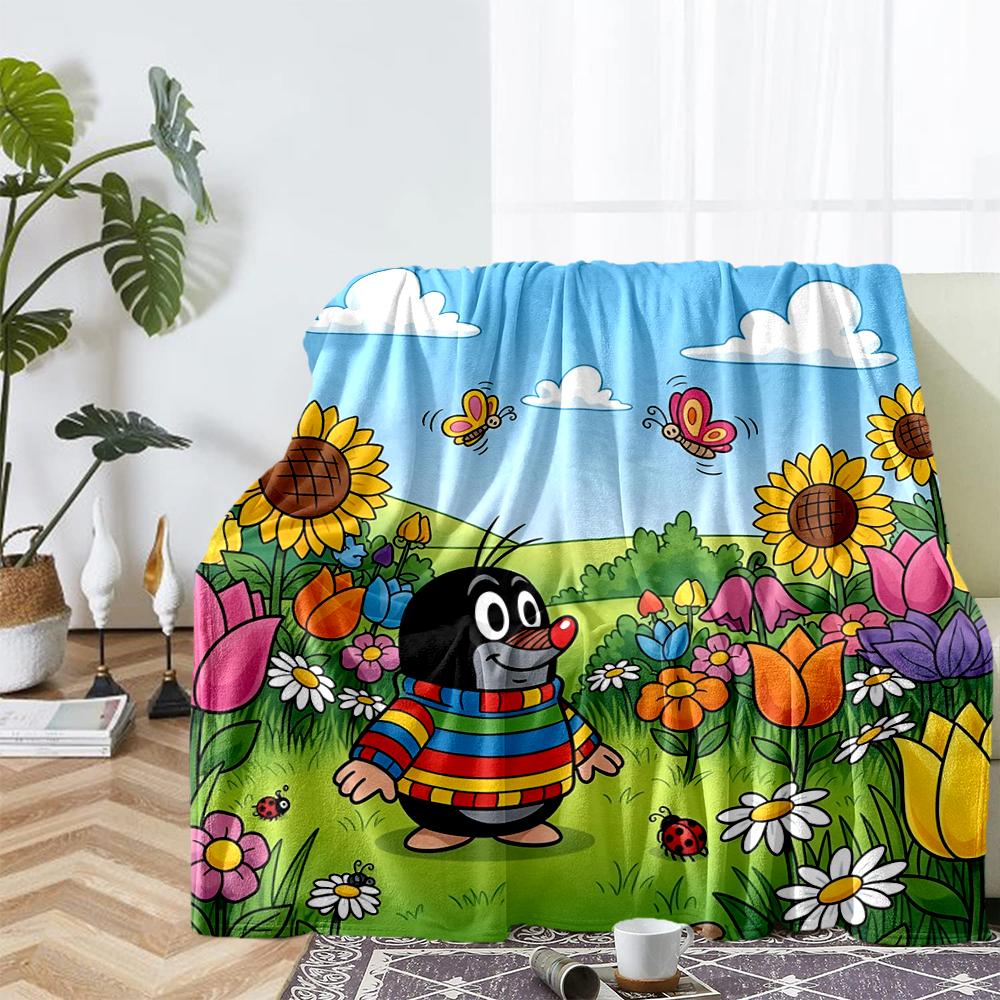 Krtek Theme Printed Blanket - Perfect for Couch, Bed, Travel & Outdoor Use | Machine Washable, Cozy & Durable.