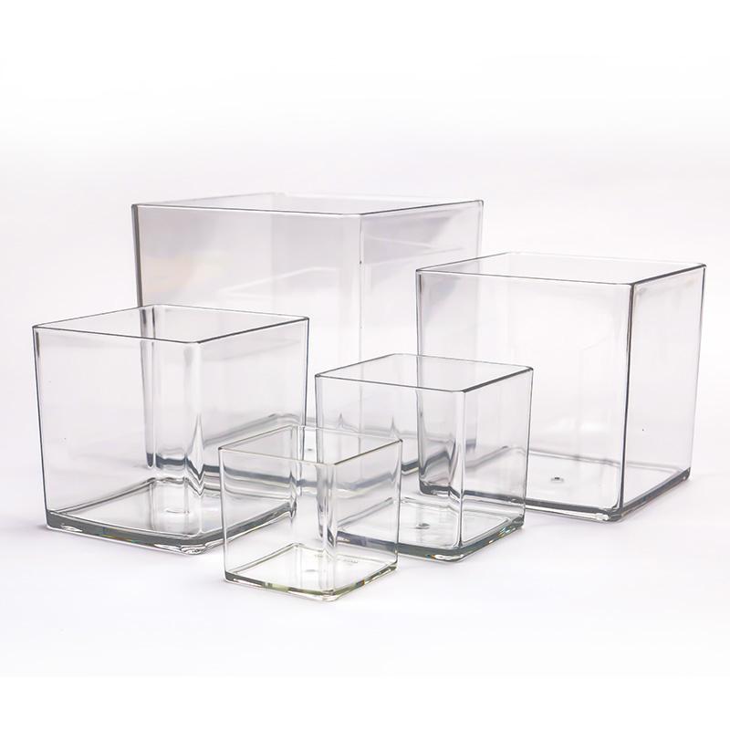 Square Acrylic Flower Box Clear Vase Flowers Green Plants Flower Arrangement Hydroponic Container Square Box Floral Material