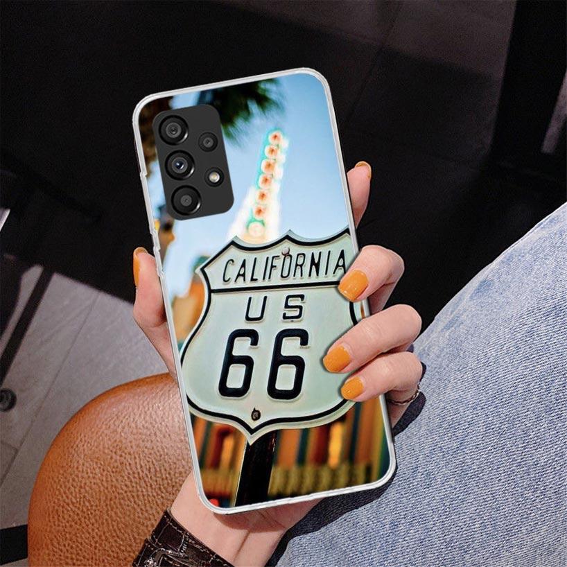 America Route 66 Phone Case For Samsung Galaxy A52 A32 A22 A12 A51 A31 A50S A30S A20S A10S Note 20 Ultra 10 Plus S10 A72 A71 Gal