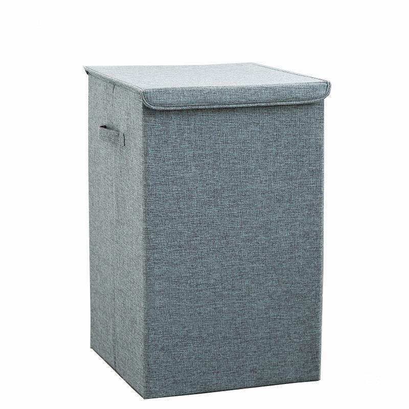 Thickened Cotton Linen Foldable Laundry Basket with Lid - Large Capacity, Mold-Proof & Washable