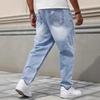 Pantaloni di jeans da uomo azzurro chiaro a gamba dritta strappati