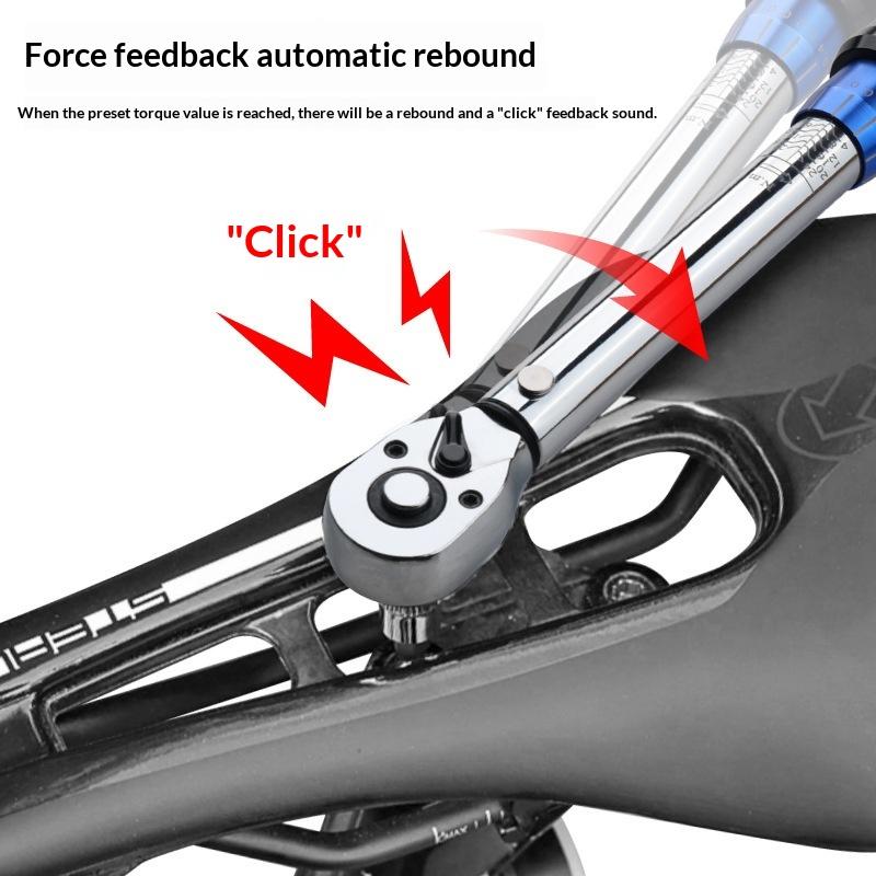 15Pcs Professional Maintenance Tool Adjustable Torque Ratchet Wrench 1/4-Inch Dual-Direction Bicycle Hex Socket Preset Wrench