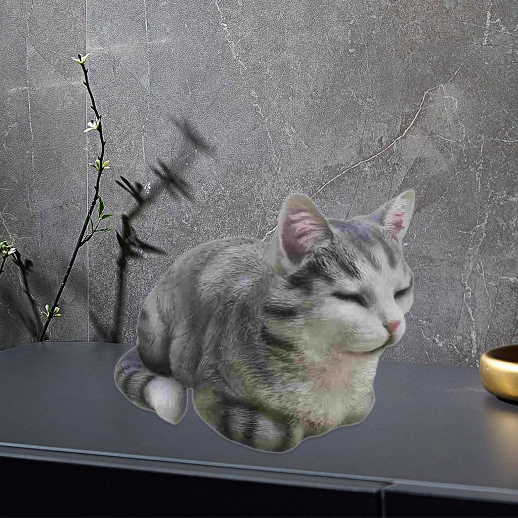 Figurine Sleeping Cat Statue Compact Decorative Resin Animal Sculpture for Dining Room