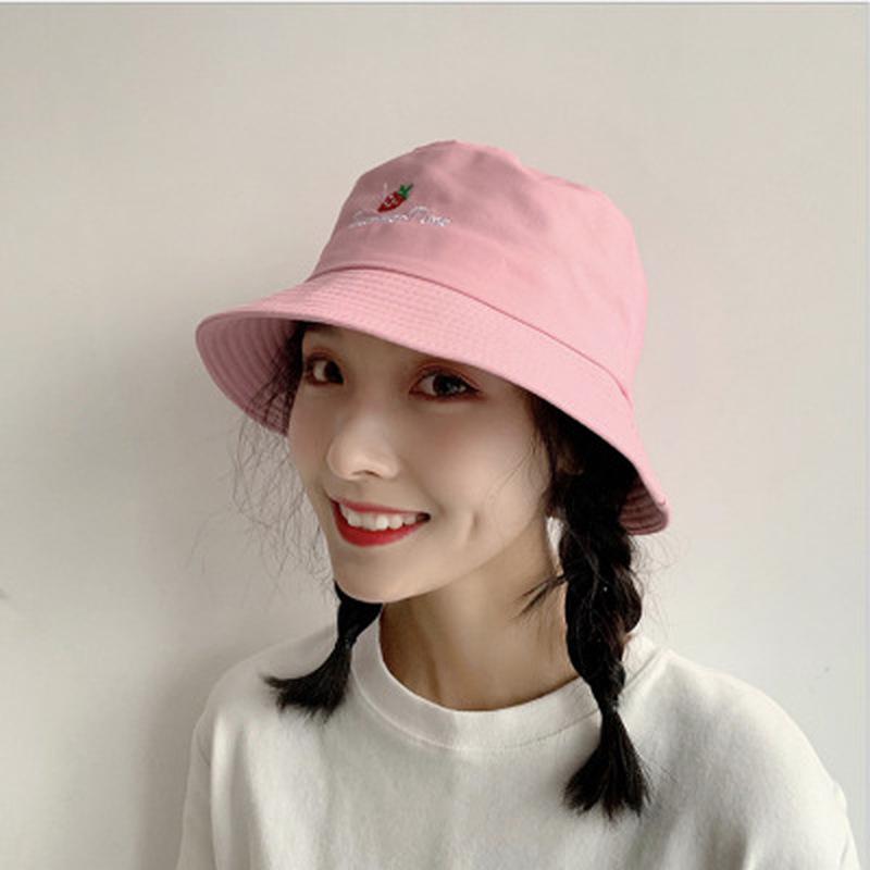 Fashion Embroidery Bucket Hat Women Fishing Cap Adult Sunshade Hat Summer Hat