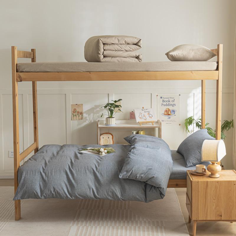 Cotton Washed Cotton Single Quilt Cover Student Dormitory Pure Cotton Bedding Four-piece Set Sheet Quilt Cover Simple Three-piece Set