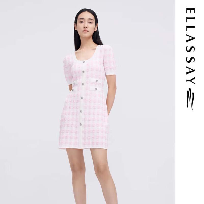ELLASSAY Waist-Cinching Plaid Dress