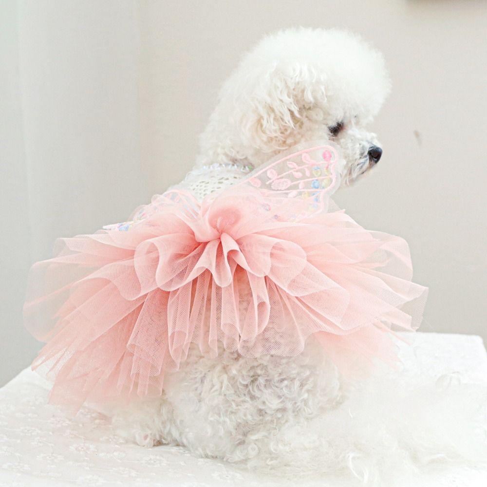 Pet Clothes Dog Chiffon Dress Butterfly Fairy Pet Fairy Dress  for Birthday Party