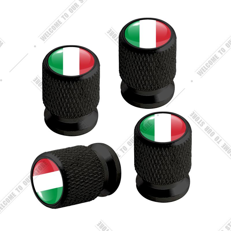 Cqdjvy1 Auto CNC Aluminium Duitsland Italië Frankrijk Driekleurige Vlag Embleem Voor Citroen Peugeot Fiat Kia 4 stuks Bandenventiel Luchtpoort Stuurpen Afdekdoppen