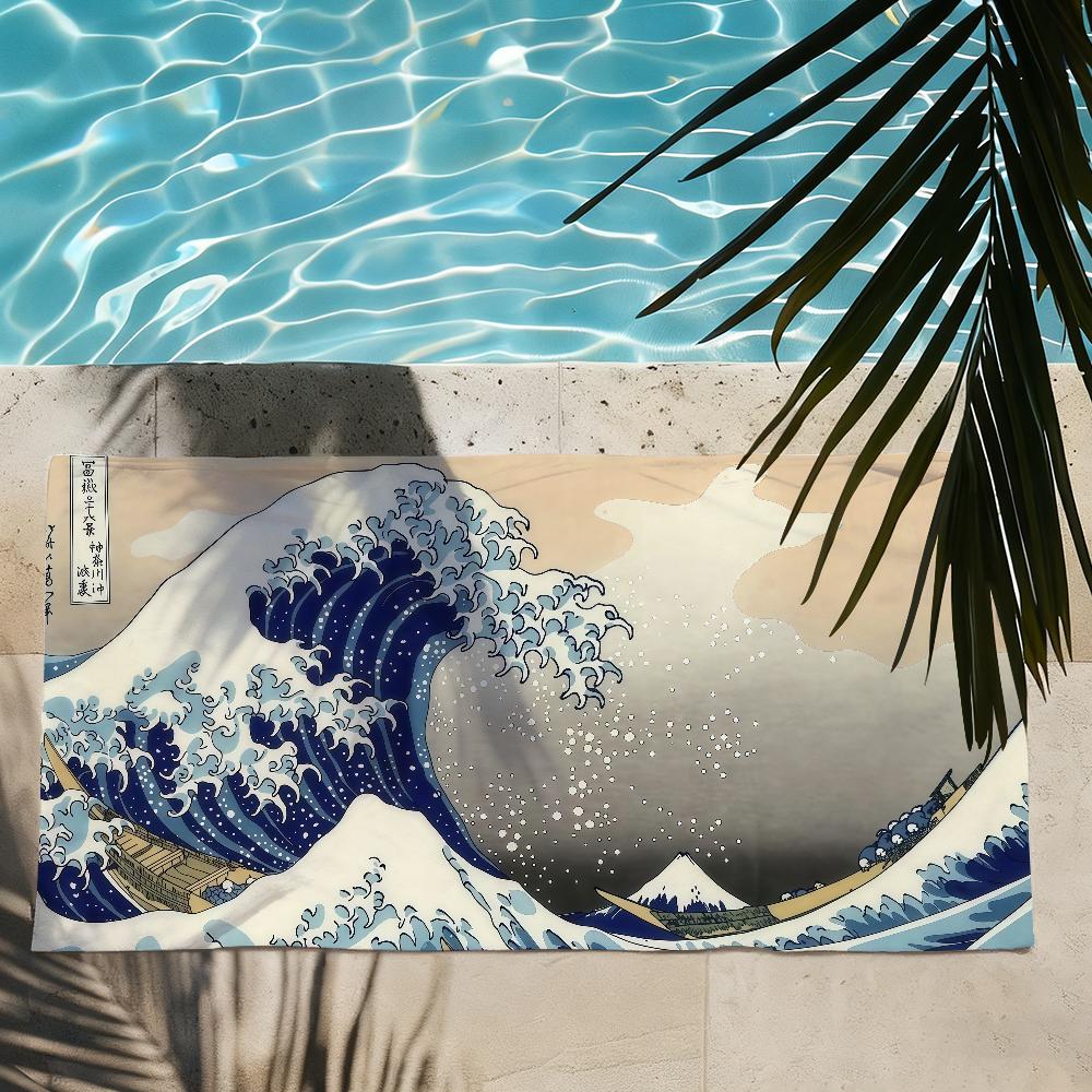 Print The Great Wave Off Kanagawa Towel Drying Bath Towel Applicable To Light Swimming Camping Yoga Beach Out