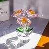 Handcraft Crystal Flower Statue Ornament Clear Base Artificial Flower Figurine Rose Tulip High Transparence