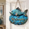 Handgeschnitztes Holzschild zum Aufhängen an der Küste, Retro-Fisch-Anhänger mit Used-Look, Dekorative Wanddekorationen für Zuhause im maritimen Stil mit