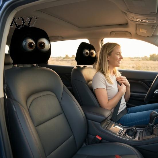 Universal Fit Vehicle Interior Decor Car Headrest Cover, Funny Horror Cartoon Print, Stretchy Seat Easy Install Sleeves Protector, Auto Decoration for