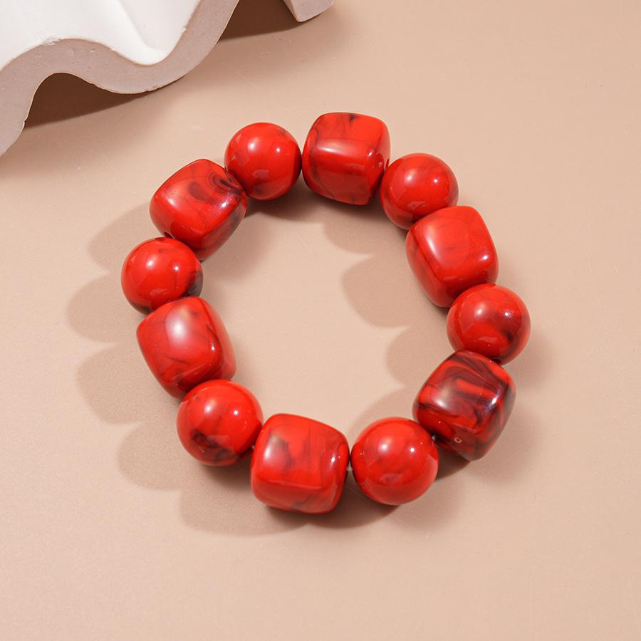 Acrylic Irregular Square Round Beaded Bracelets for Women Multicolor Bohemia Geometric Handmade Bangles Couple Jewelry Travel C
