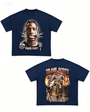 Travis Scott Astro World Double Sided Graphic Tee2026 Vintage Rap Artist Unisex Cotton Streetwear Concert T Shirt