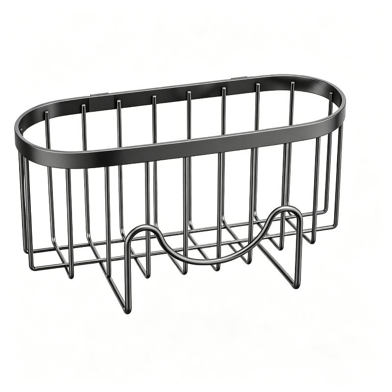 Suction Cup Hollowed Sponge Rack with Hanging Hook Easy to Clean Non-Punching Kitchen Sink Drain Organizer