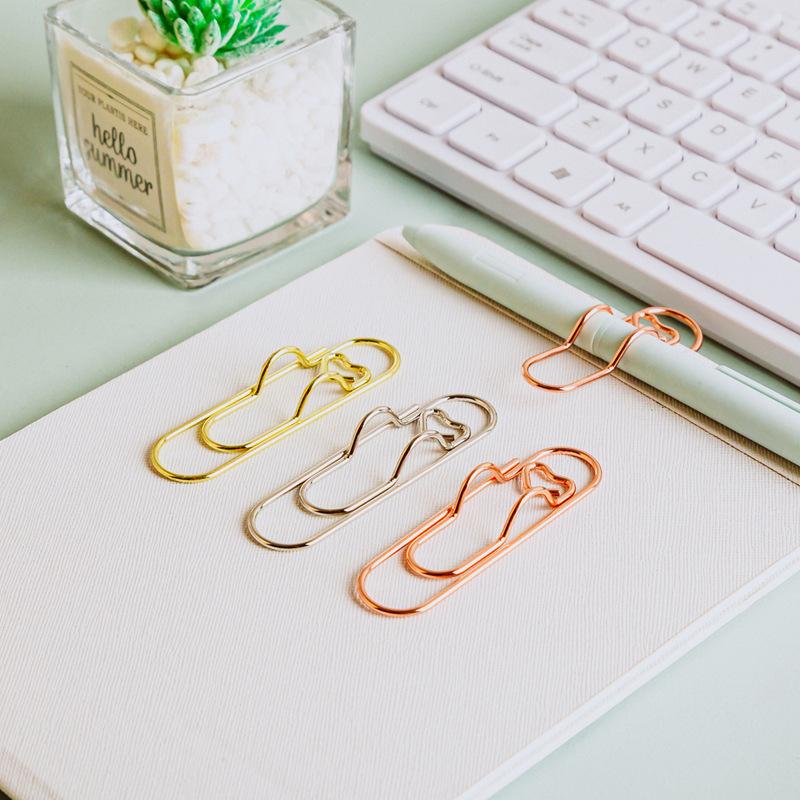 4-pack/10-pack Multifunctional Metal Heart-Shaped Pen Clip Paperclip Secure Hold Writing Supplies & Notebook Accessories