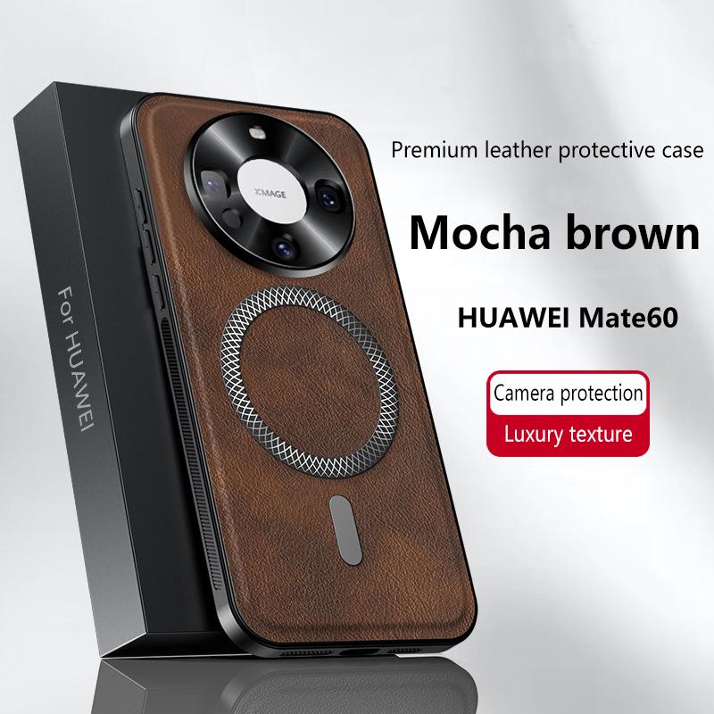 For Huawei Mate 60 & Mate 60 Pro Case Magnetic Elegant Leather Wear-Resistant Lens Fully Covered Non-Slip Grip Edge Cover Shell