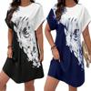 Round Neck Floral Loose T-shirt Dress