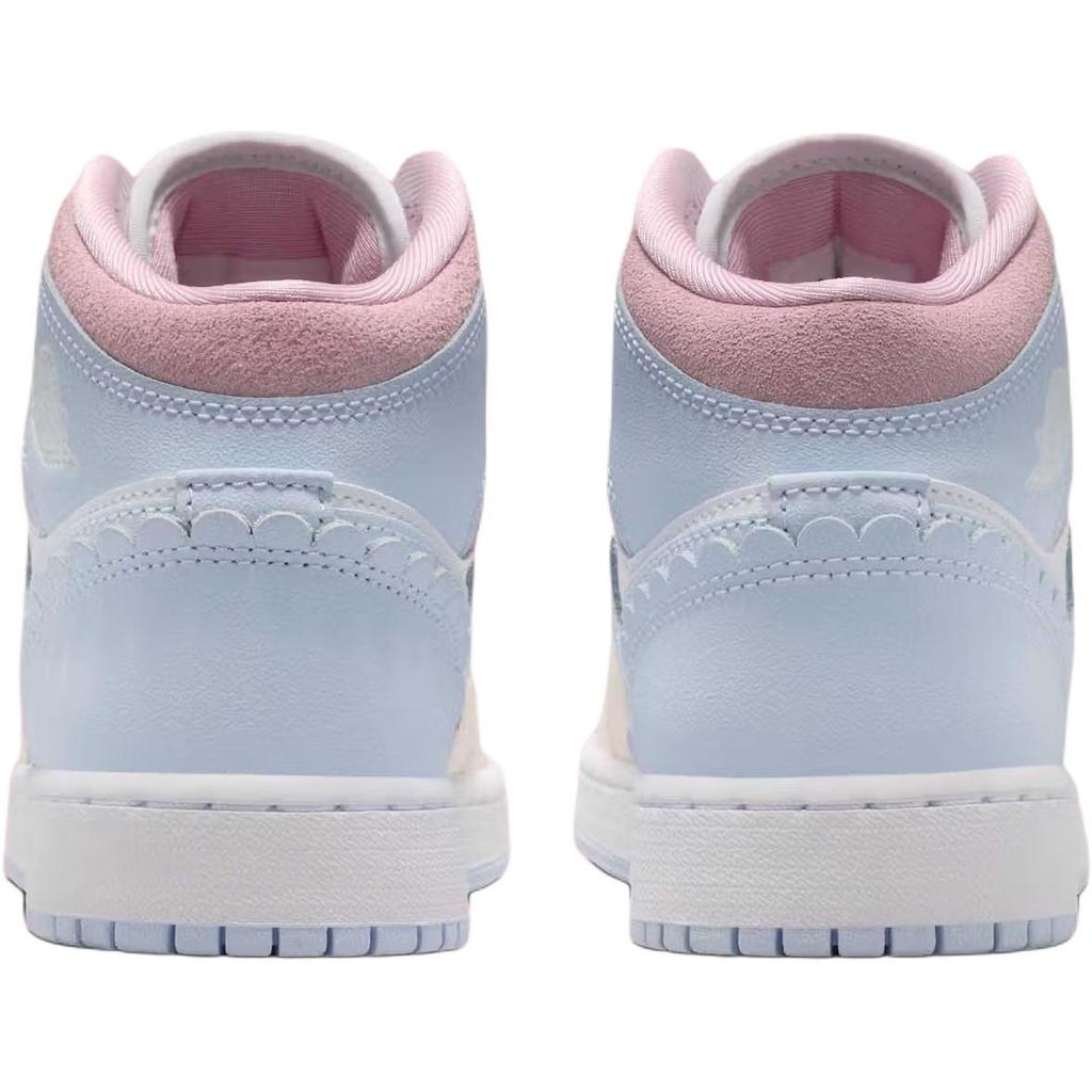 Air Jordan 1 Mid SE GS Kids Half Blue Pale Ivory White IB7057-403