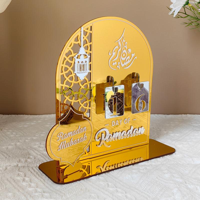 Ramadan Calendar Ornament, Eid DIY Decoration, Digital Timing Acrylic Muslim Mirror Table Festival ADM