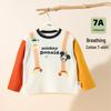 Disney 7A Antibacterial Color-Block Long-Sleeve T-Shirt for Boys