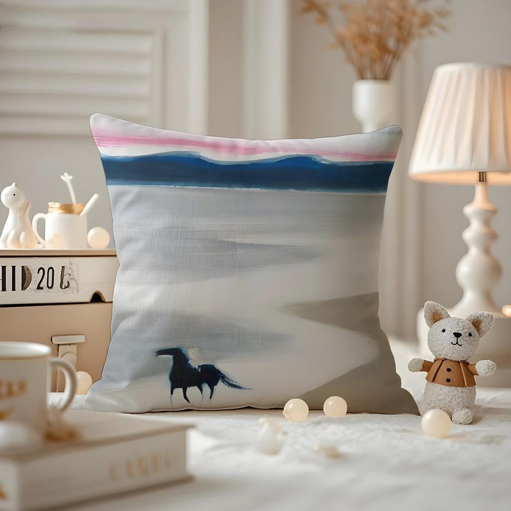 The Art Of Taking Dreams As Horses Cushion Cover Pattern Printed Pillowcase For Living Room Sofa Cushion Cover & Bedroom Decor