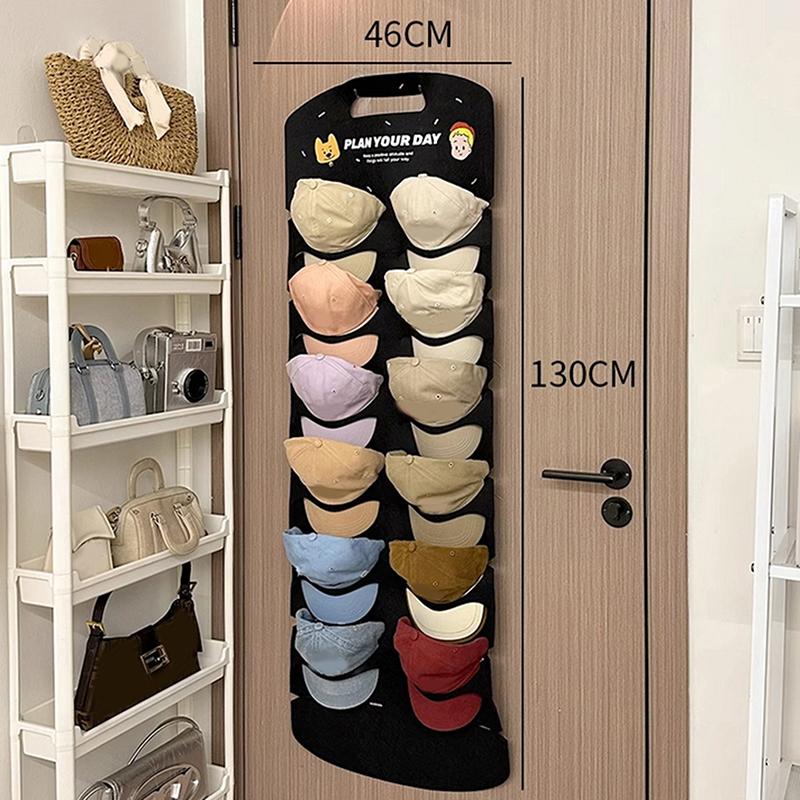 Фетровый подвесной органайзер для шляп, вешалка для хранения кепок с 6/12 карманами, стойка для демонстрации шляп, многофункциональный, большой вместимости, для двери, стены, шкафа 12 grid чёрный