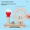 STEAM Hand Crank Generator DIY Science Kit Wooden Physics Educational Electricity Renewable Energy Experiments Learning Creative