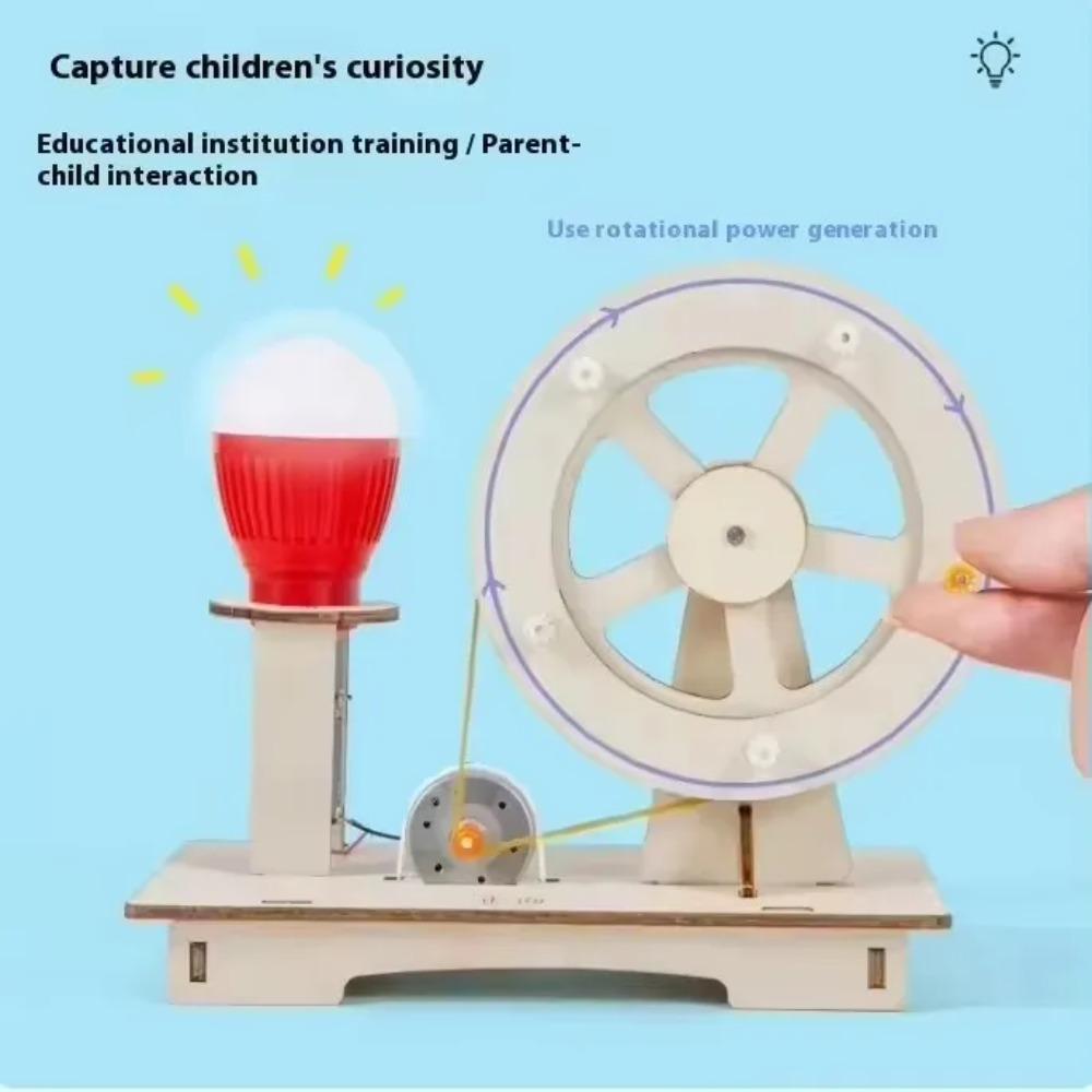 STEAM Hand Crank Generator DIY Science Kit Wooden Physics Educational Electricity Renewable Energy Experiments Learning Creative