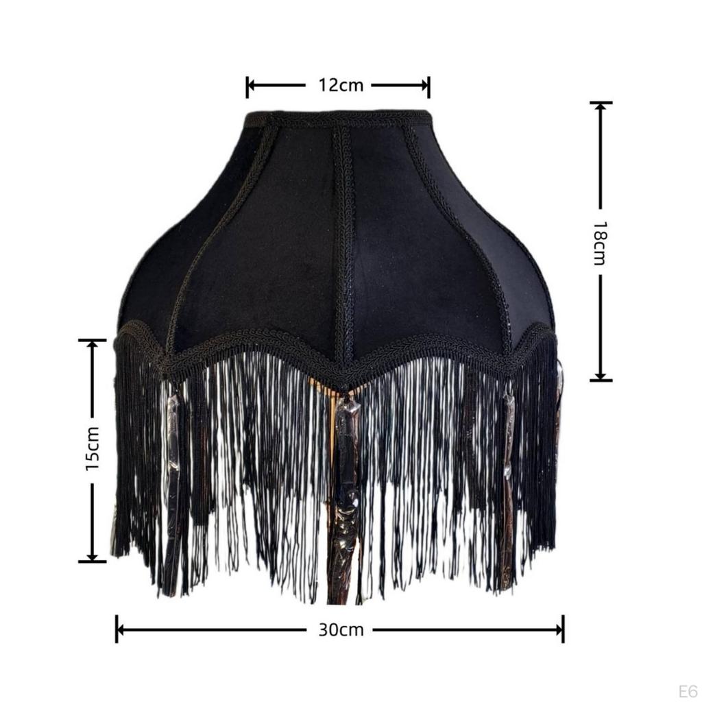 Tassels Lampshade Decorative Velvet Lamp Shade for Bedroom, Hotel 12x40x17 Starlight