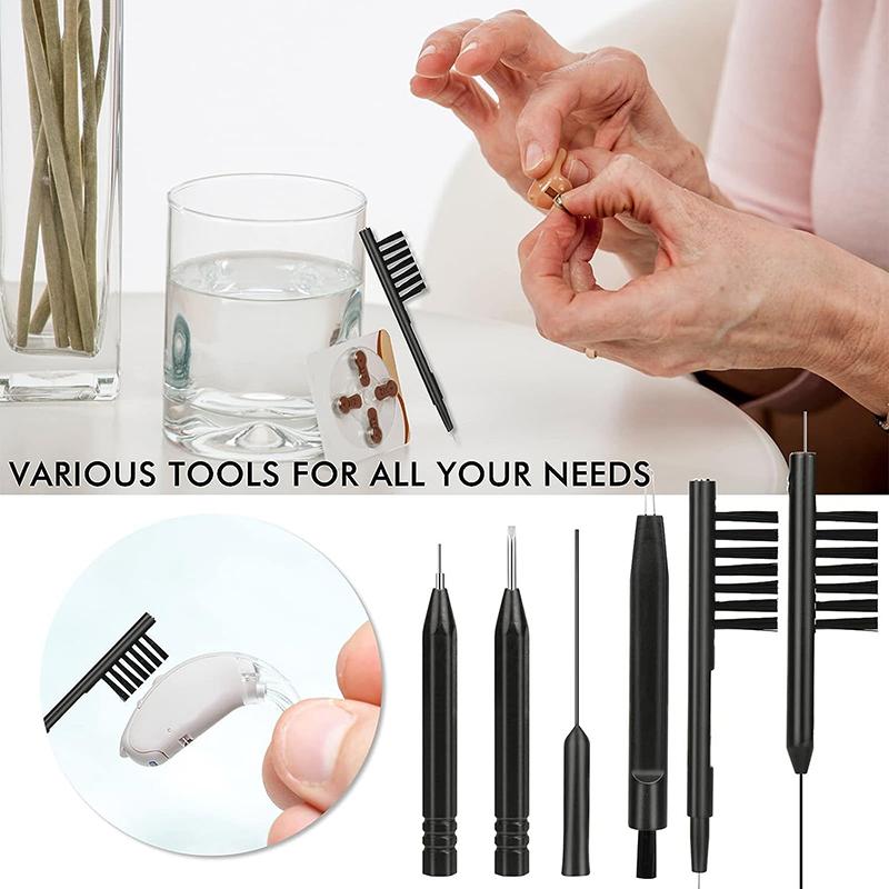 1 Set Hearing Aid Cleaning Tool Hearing Aids Cleaning Kit Brush Vent Cleaner Cleaning Wire With Magnet And Wax Loop Cleaning Set