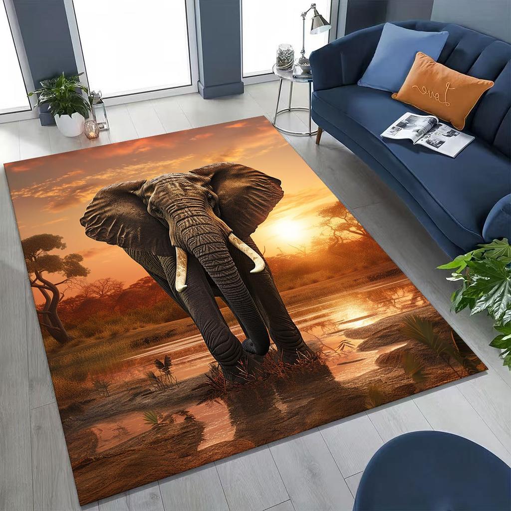 27 Stil Weisheit Elefant Cartoon Teppich für Schlafzimmer Wohnzimmer Sofa Zuhause Fußmatte Dekor,Große Kinder Spiel Anti-Rutsch Bodenmatte Geschenk