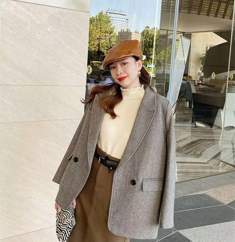 Damen Plüschfleece Unterhemd - Gemütlicher Herbst/Winter Halbhoher Kragen, Holzohr-Besatz