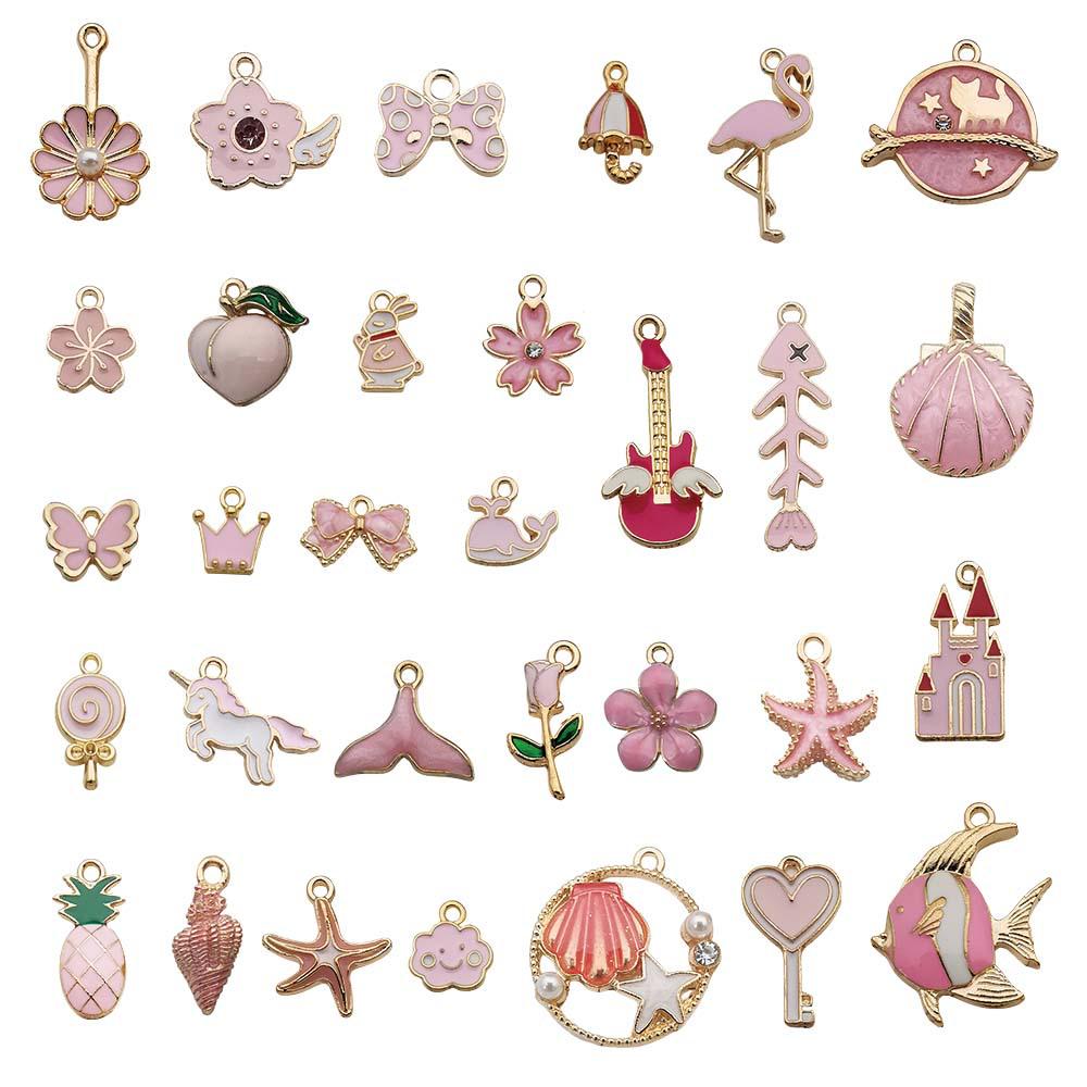 Mixed Color Cartoon Enamel Alloy Pendants for DIY Bracelets & Keychains