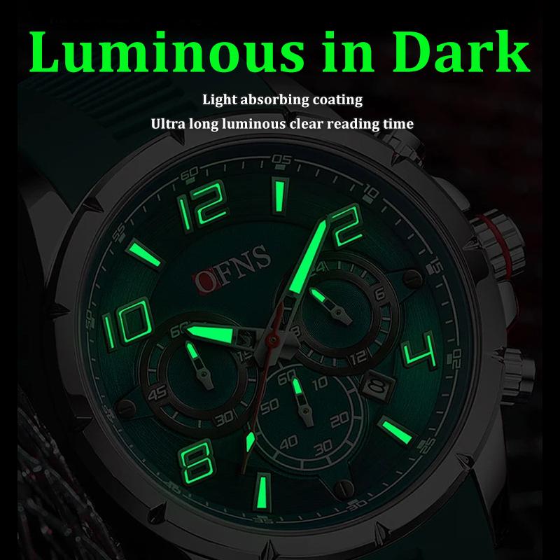 Fashion Three Eye Six Needle Men's Quartz Watch Multi Functional Waterproof Night Light Calendar Male Wristwatches