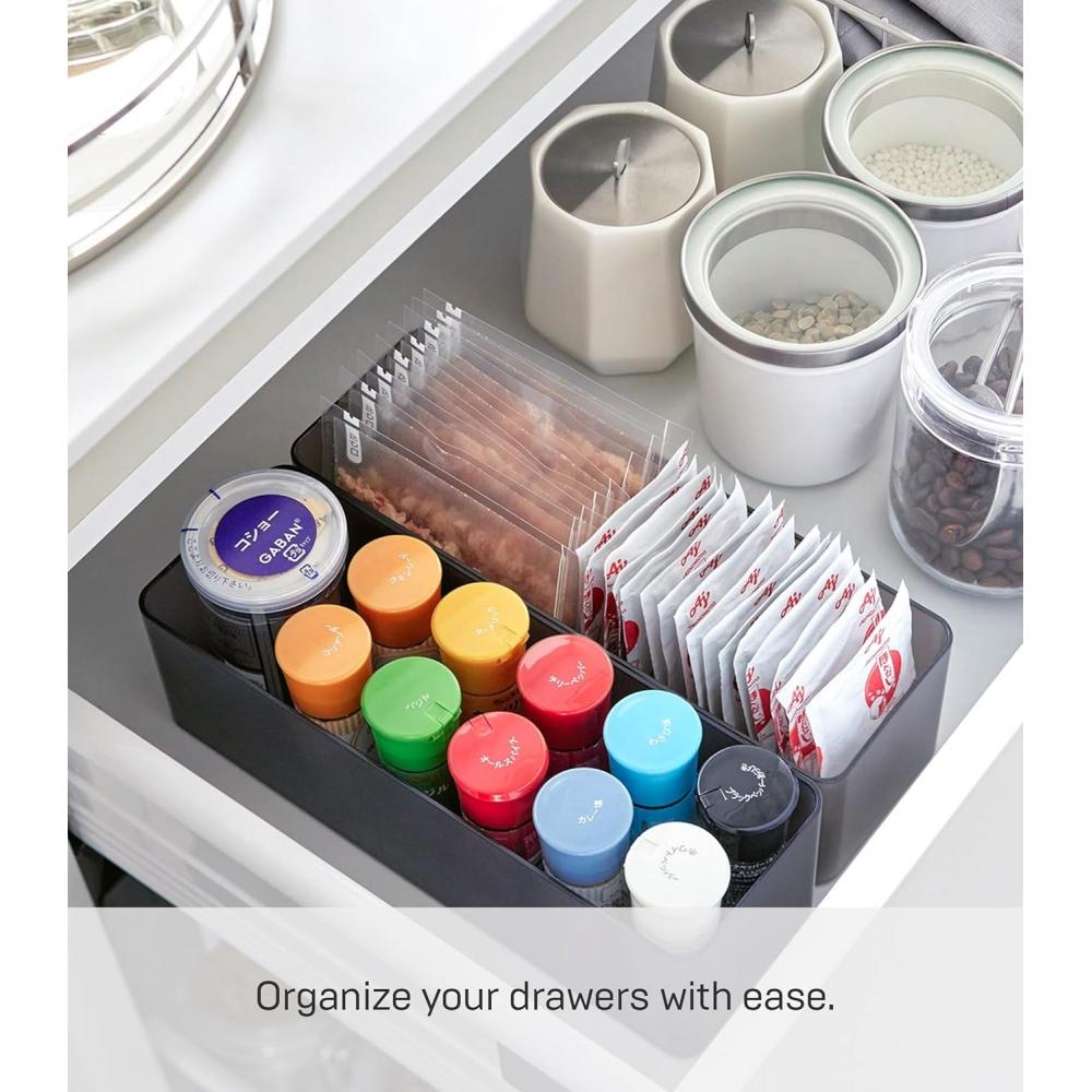 Yamazaki Tiefziehschubladen-Organizer-Etui Set aus 2 Stück Schwarz Ca.. B8 T24 H7,2cm Turm