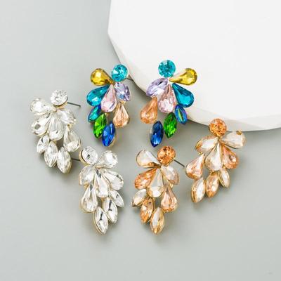 Women Stud Earring Color Crystal Alloy Glass Geometric Exaggerated Earrings