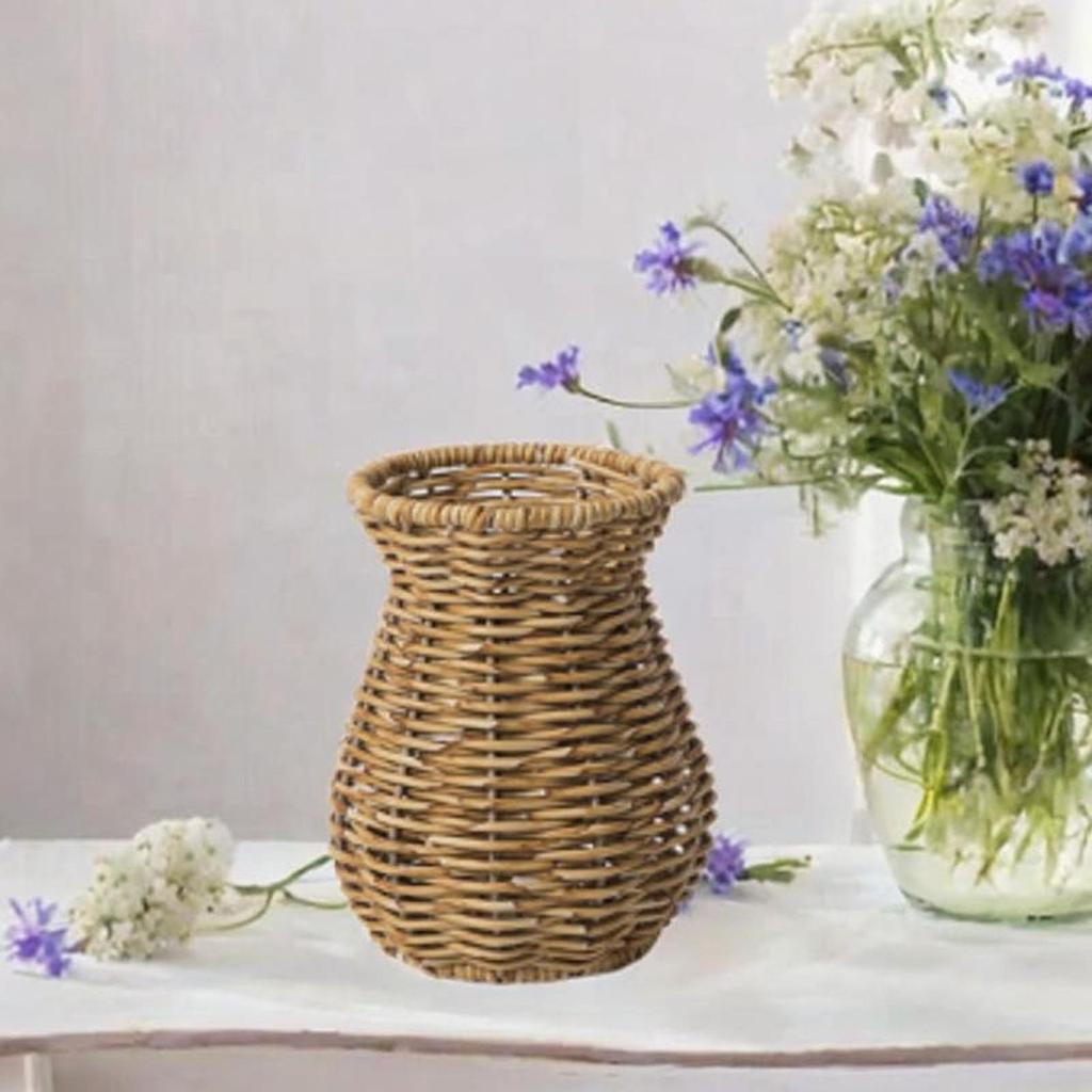 Woven Vase Plants Flower Pot Country Style Art Vase Woven Flower Vase Rustic Flower Vase for Hotel House Tabletop Decoration