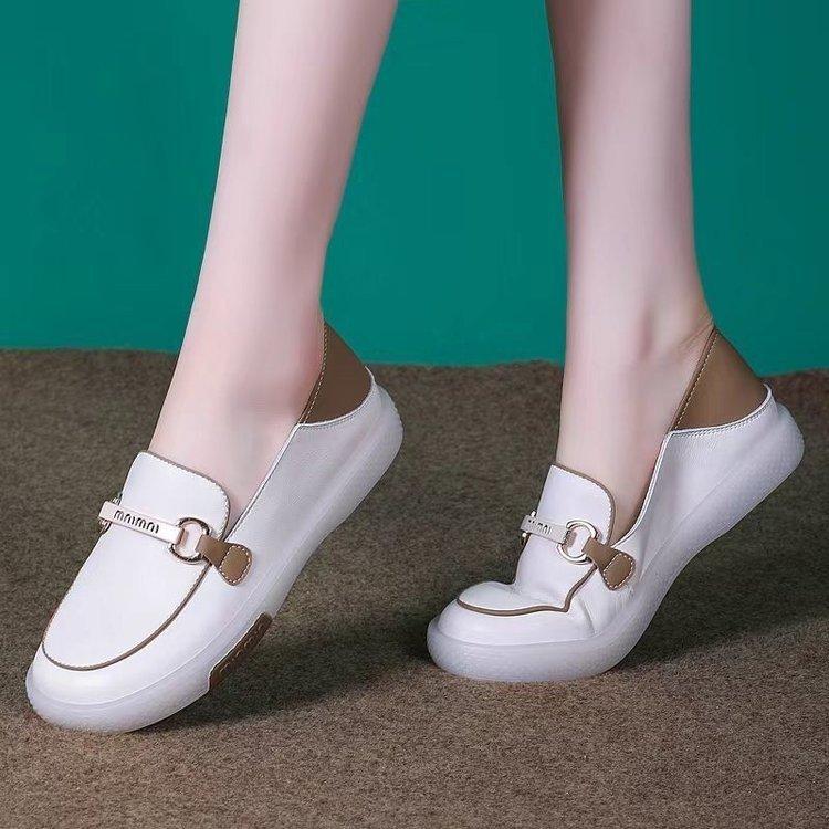 Popular one-pedal women's single shoes spring 2025 new little white shoes women's popular soft-soled flat-soled casual loafers