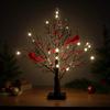 Christmas Glowing Tree Light Vintage Birch Tree LED Cardinal Little Red Bird Table Decoration for Xmas Indoor Home Decor