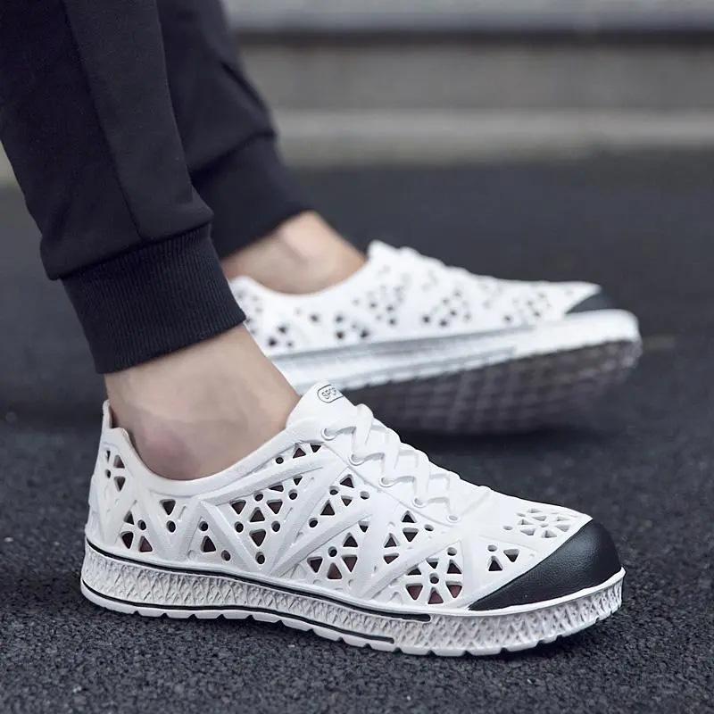 WTEMPO Herresandaler Sommer Myk Såle Lav Hæl Hul Blandet Farge Pustende Sklisikker Strandsko Tykk Såle EVA Ettstykke Plast Komfortabel Sandal