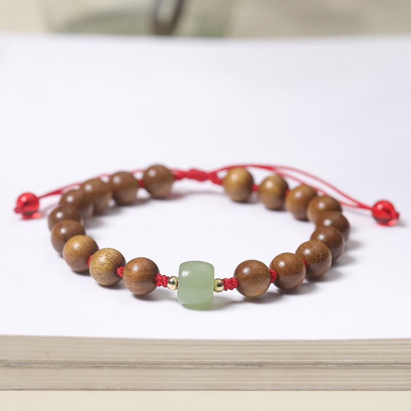 Armband aus goldenem Sandelholzperlen mit Quaste: Unisex Multi-Wrap Rosenkranz im alten chinesischen Stil.