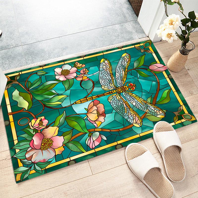 Tappeto Quadrato con Libellula Tappeto Antiscivolo per Soggiorno, Camera da Letto, Studio, Decorazione Corridoio, Perfetto per Decorazione Casa o Regali di Festa