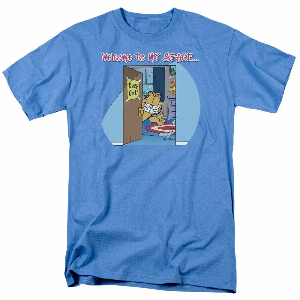 26 Garfield Welcome To My Space T Shirt Mens Licensed Cat Comic Tee Carolina Blue Unisex T-Shirt XXXXL