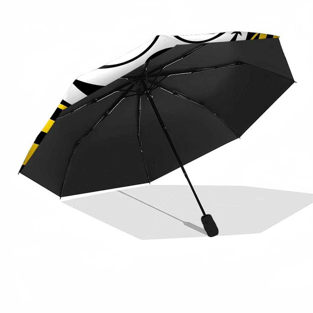 Happy Cat Icon Design Portable Automatic Umbrella with 8-Rib Foldable Design for Outdoor Daily Use Fashionable Accessory