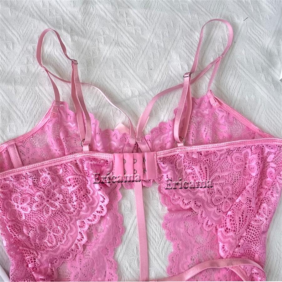 Lingerie Set Backless Women Sheer Floral Lace Strappy Bodysuits Erotic Fancy Sexy Underwear Sexy Flower Jumpsuits Exotic Apparel