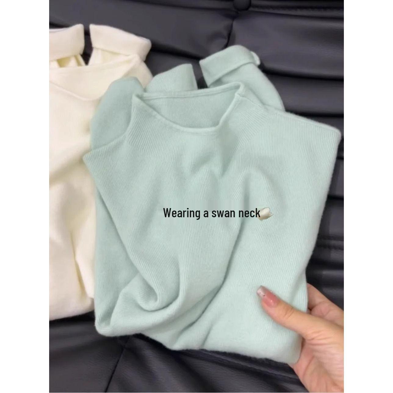 

Korean Style Soft Stand-Up Collar Long-Sleeve Knit Sweater Top for Women One Size